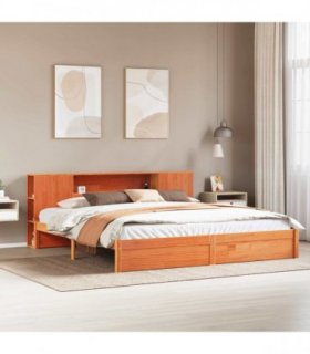 vidaXL Bed Frame with Storage Headboard Wax Brown 200 x 200 cm