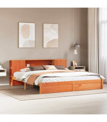 vidaXL Bed Frame with Storage Headboard Wax Brown 200 x 200 cm
