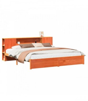 vidaXL Bed Frame with Storage Headboard Wax Brown 200 x 200 cm