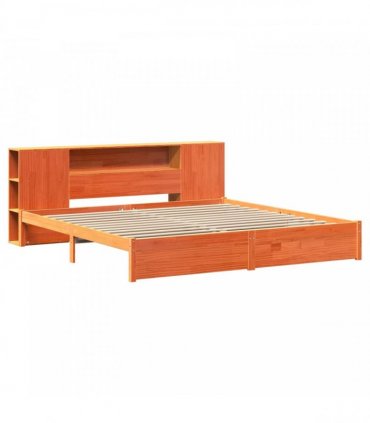 vidaXL Bed Frame with Storage Headboard Wax Brown 200 x 200 cm