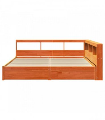 vidaXL Bookcase Bed Plain 2 pcs Wax Brown 200 x 200 cm Solid Pine Wood