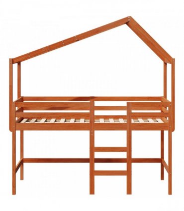 vidaXL Loft Bed Frame Wax Brown 90 x 190 cm Solid Pine Wood