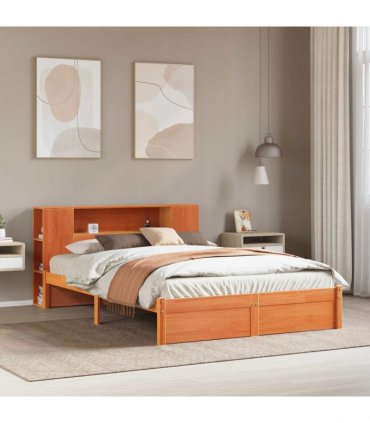 vidaXL Bed Frame with Storage Headboard Wax Brown 150 x 200 cm