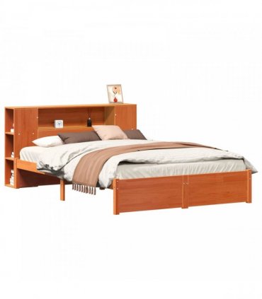 vidaXL Bed Frame with Storage Headboard Wax Brown 150 x 200 cm