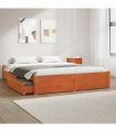 vidaXL Bed Frame Wax Brown 140 x 200 cm Solid Pine Wood