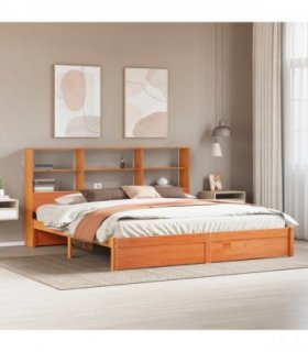 vidaXL Bed Frame with Storage Headboard Wax Brown 180 x 200 cm