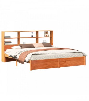 vidaXL Bed Frame with Storage Headboard Wax Brown 180 x 200 cm