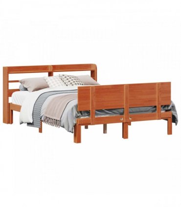 vidaXL Bed Frame 2 pcs Wax Brown 135 x 190 cm Solid Pine Wood