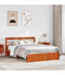 vidaXL Bed Frame Wax Brown 150 x 200 cm Solid Pine Wood