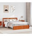 vidaXL Bed Frame Wax Brown 150 x 200 cm Solid Pine Wood