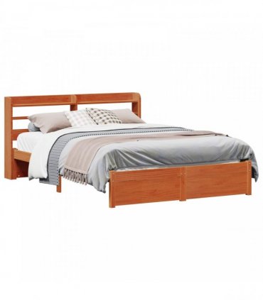 vidaXL Bed Frame Wax Brown 150 x 200 cm Solid Pine Wood