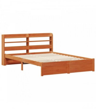 vidaXL Bed Frame Wax Brown 150 x 200 cm Solid Pine Wood