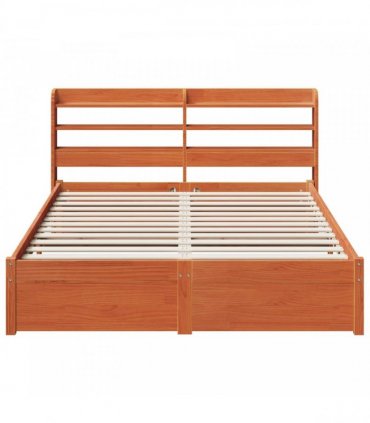 vidaXL Bed Frame Wax Brown 150 x 200 cm Solid Pine Wood