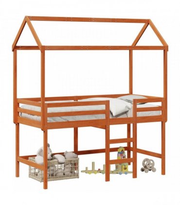 vidaXL Loft Bed Frame Wax Brown 90 x 190 cm Solid Pine Wood