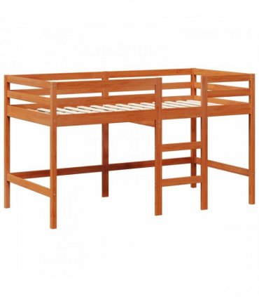 vidaXL Loft Bed Frame Wax Brown 90 x 190 cm Solid Pine Wood