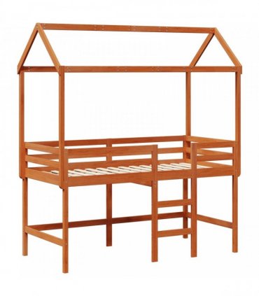 vidaXL Loft Bed Frame Wax Brown 90 x 190 cm Solid Pine Wood