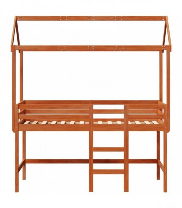 vidaXL Loft Bed Frame Wax Brown 90 x 190 cm Solid Pine Wood