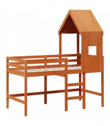 vidaXL Loft Bed Frame Wax Brown 90 x 190 cm Solid Pine Wood