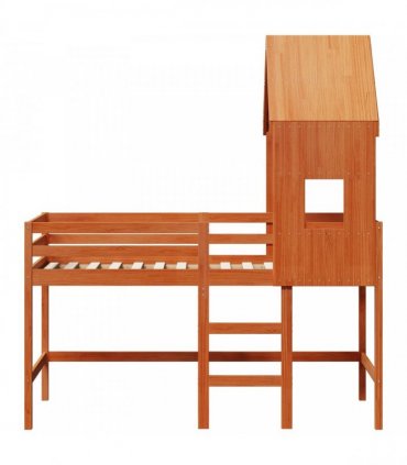 vidaXL Loft Bed Frame Wax Brown 90 x 190 cm Solid Pine Wood