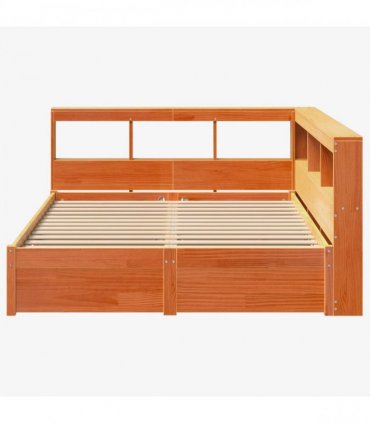 vidaXL Bookcase Bed Plain 2 pcs Wax Brown 200 x 140 cm Solid Pine Wood