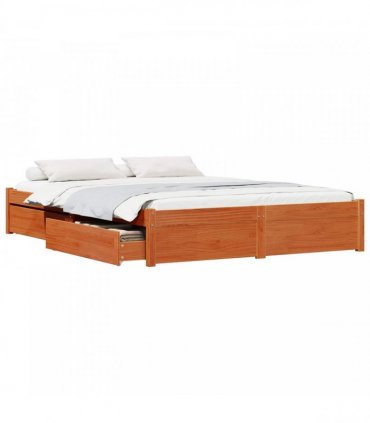 vidaXL Bed Frame Wax Brown 150 x 200 cm Solid Pine Wood