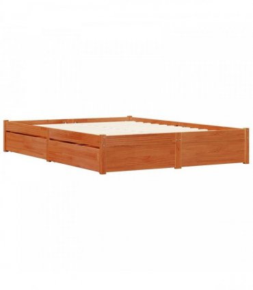 vidaXL Bed Frame Wax Brown 150 x 200 cm Solid Pine Wood