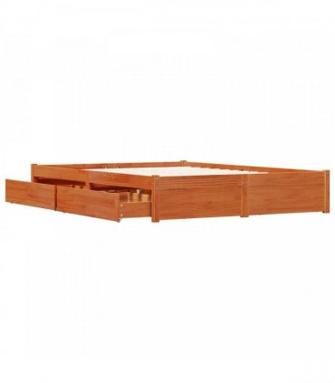 vidaXL Bed Frame Wax Brown 150 x 200 cm Solid Pine Wood