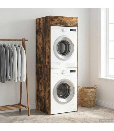 vidaXL Wash Machine Cabinet with Storage Smoked Oak 67.5 x 68 x 200 cm