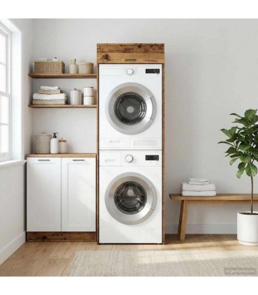 vidaXL Wash Machine Cabinet with Storage Old Wood 67.5 x 68 x 200 cm