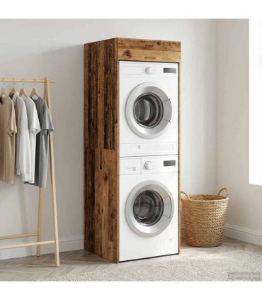 vidaXL Wash Machine Cabinet with Storage Old Wood 67.5 x 68 x 200 cm