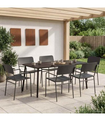 vidaXL Dining Set 7 pcs Anthracite 165 x 80 x 72 cm Steel