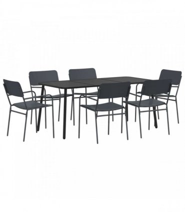 vidaXL Dining Set 7 pcs Anthracite 165 x 80 x 72 cm Steel