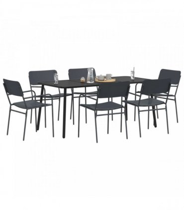 vidaXL Dining Set 7 pcs Anthracite 165 x 80 x 72 cm Steel