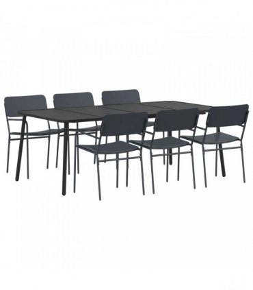 vidaXL Dining Set 7 pcs Anthracite 200 x 100 x 72 cm Steel