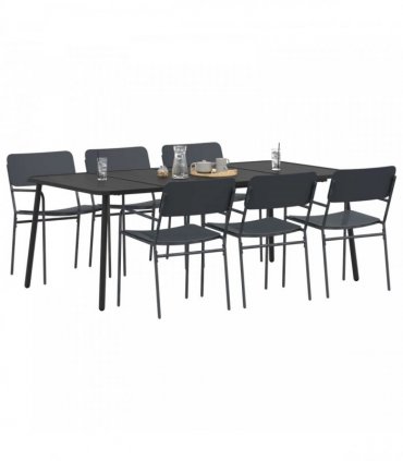 vidaXL Dining Set 7 pcs Anthracite 200 x 100 x 72 cm Steel