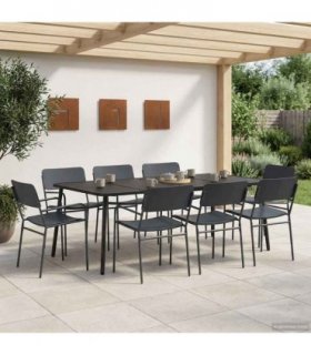 vidaXL Dining Set 9 pcs Anthracite 200 x 100 x 72 cm Steel
