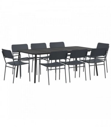 vidaXL Dining Set 9 pcs Anthracite 200 x 100 x 72 cm Steel