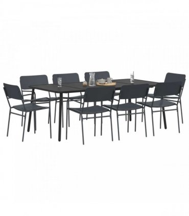 vidaXL Dining Set 9 pcs Anthracite 200 x 100 x 72 cm Steel