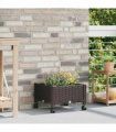 vidaXL Garden Planter with Wheels Brown 40 x 40 x 29 cm PP