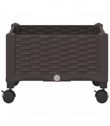 vidaXL Garden Planter with Wheels Brown 40 x 40 x 29 cm PP