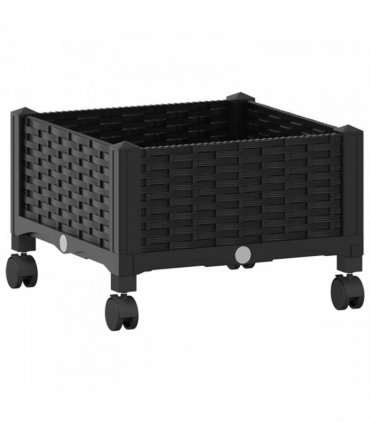 vidaXL Garden Planter with Wheels Black 40 x 40 x 29 cm PP