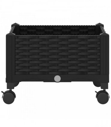 vidaXL Garden Planter with Wheels Black 40 x 40 x 29 cm PP