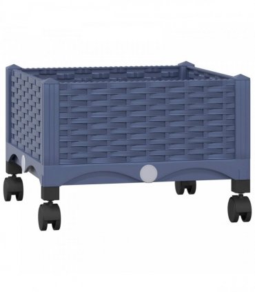 vidaXL Garden Planter with Wheels Blue Grey 40 x 40 x 29 cm PP