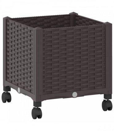 vidaXL Garden Planter with Wheels Brown 40 x 40 x 44 cm PP