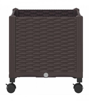 vidaXL Garden Planter with Wheels Brown 40 x 40 x 44 cm PP