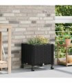 vidaXL Garden Planter with Wheels Black 40 x 40 x 44 cm PP