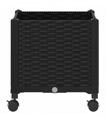 vidaXL Garden Planter with Wheels Black 40 x 40 x 44 cm PP