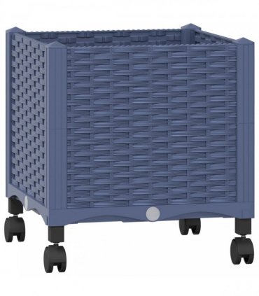 vidaXL Garden Planter with Wheels Blue Grey 40 x 40 x 44 cm PP