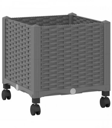 vidaXL Garden Planter with Wheels Light Grey 40 x 40 x 44 cm PP