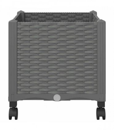 vidaXL Garden Planter with Wheels Light Grey 40 x 40 x 44 cm PP